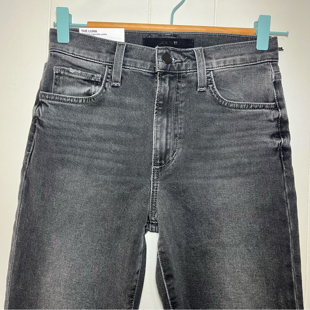 Joe’s Jeans Luna High Rise Cigarette Ankle Gray Wash Size 24 Stretch NWT Raw Hem - Picture 4 of 11